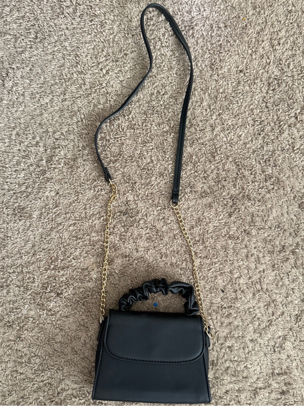 Black Crossbody Bag with Gold Chain